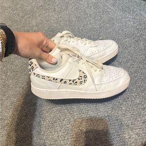 Nike Cream and Brown Sneakers with Animal Print